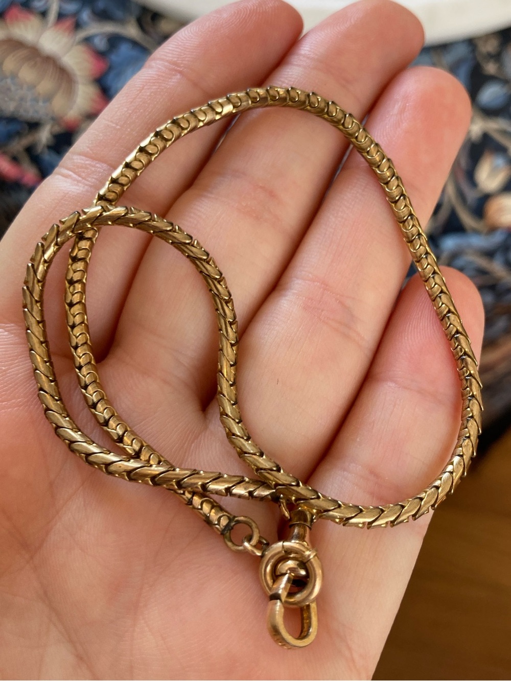 Antique Bates & Bacon 12K GF Articulated Scales Watch Chain Choker Necklace